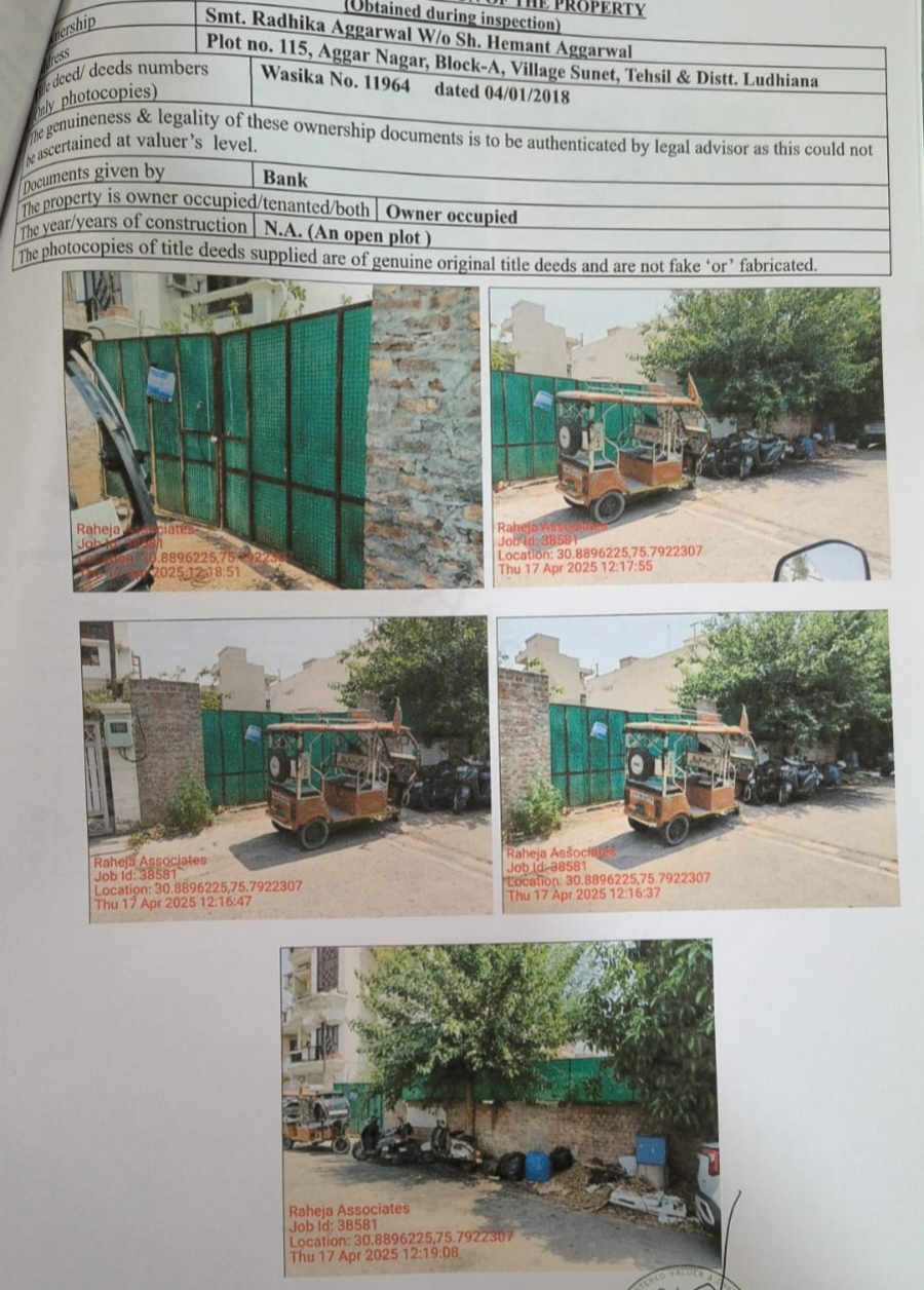 Plot for Sale in Vill Sunet, Hadbast no. 159 area known as Abadi Agar Nagar Block –A tehsil and District Ludhiana, Ludhiana