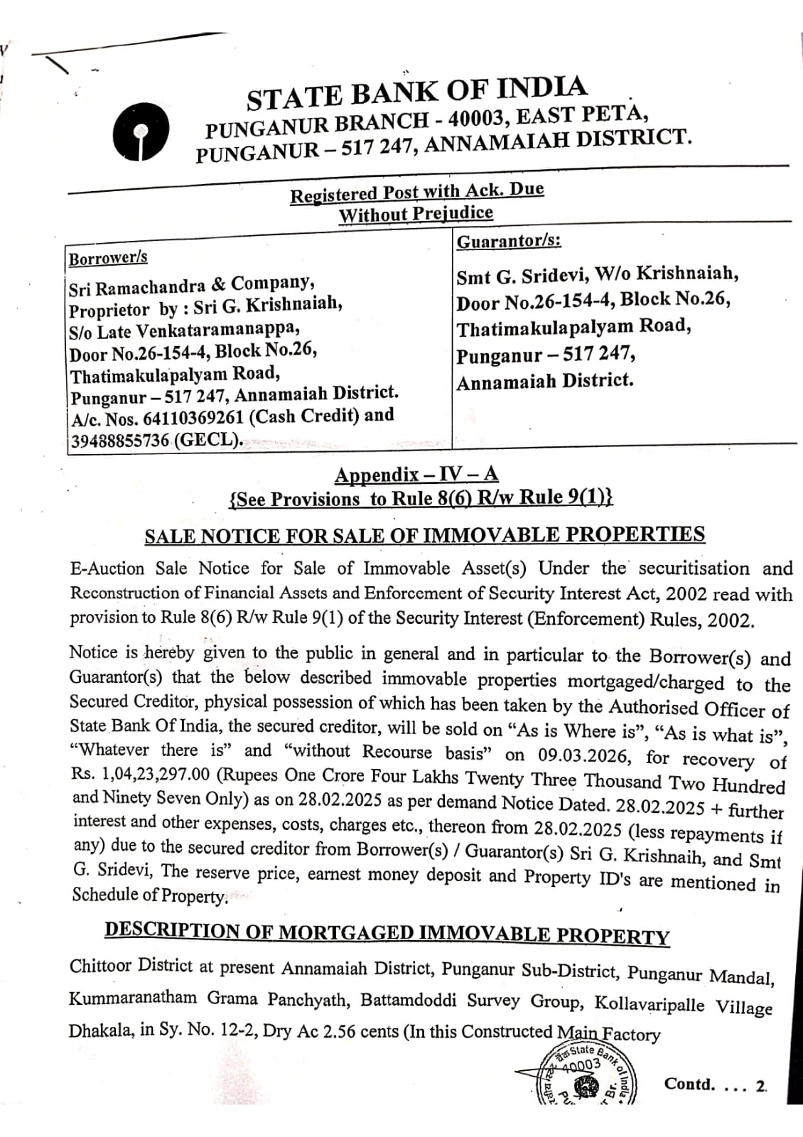 Godowns for Sale in PUNGANUR, Punganur