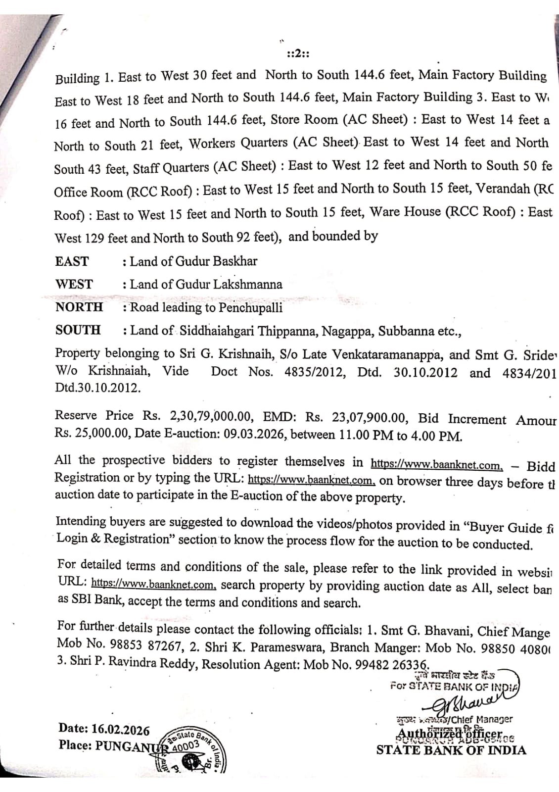 Godowns for Sale in PUNGANUR, Punganur